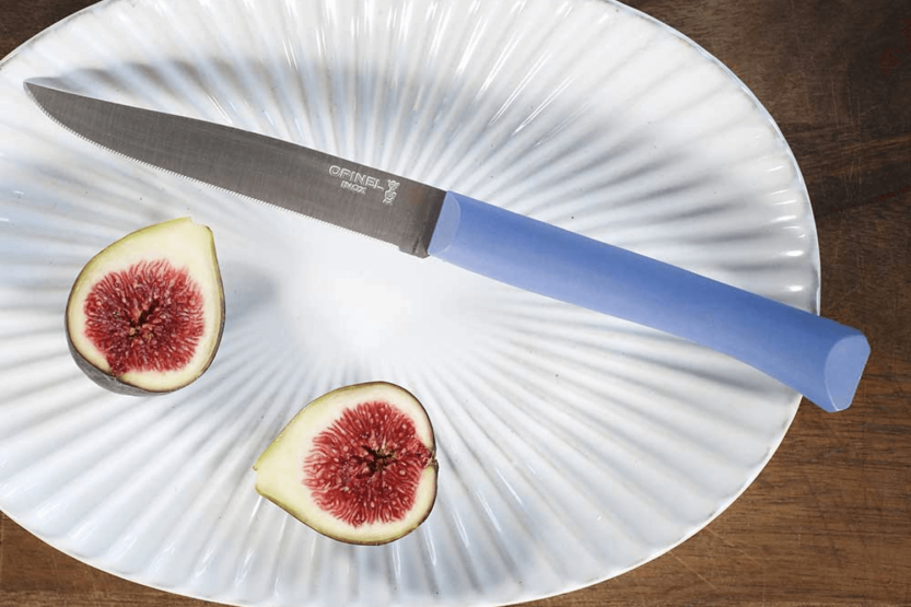 Faca de mesa Opinel Bon Appétit + lâmina de 11 cm em aço inoxidável com cabo em polímero azul