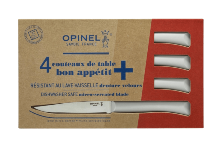 Set of 4 Opinel Bon Appétit table knives + 11cm stainless steel blade with cloud polymer handle