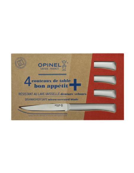 Set of 4 Opinel Bon Appétit table knives + 11cm stainless steel blade with cloud polymer handle
