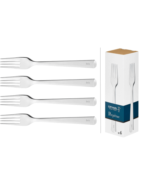 Caja de 4 tenedores de mesa Opinel Perpétue de acero inoxidable