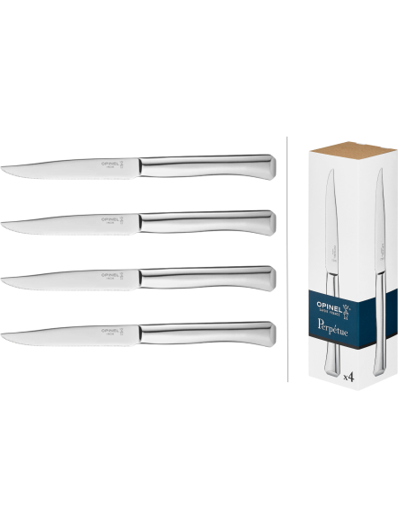 Boks med 4 Opinel Perpétue bordkniver i rustfritt stål