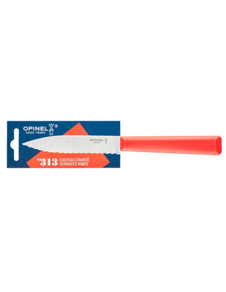 Opinel Les Essentiels + n°313 skalkniv 10cm tandat blad rött polymerhandtag