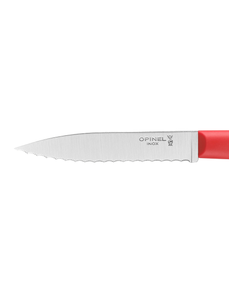 Opinel Les Essentiels + n°313 spelucchino 10cm lama seghettata manico in polimero rosso