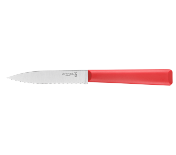 Opinel Les Essentiels + n°313 kuorimaveitsi 10cm hammastettu terä punainen polymeerikahva