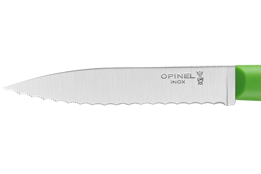 Opinel Les Essentiels + n°313 Cuchillo de pelar 10cm hoja dentada mango polímero verde