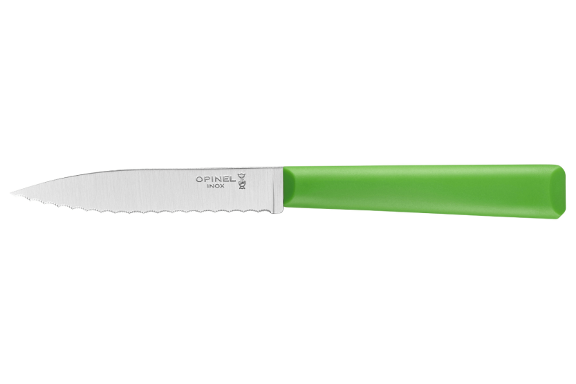 Opinel Les Essentiels + n°313 spelucchino 10 cm lama seghettata manico in polimero verde