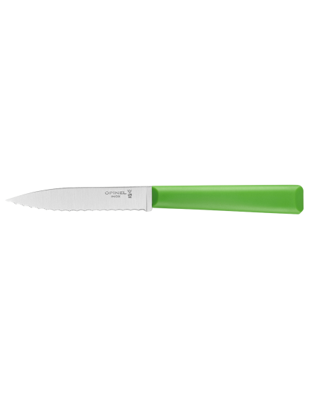 Opinel Les Essentiels + n°313 Cuchillo de pelar 10cm hoja dentada mango polímero verde