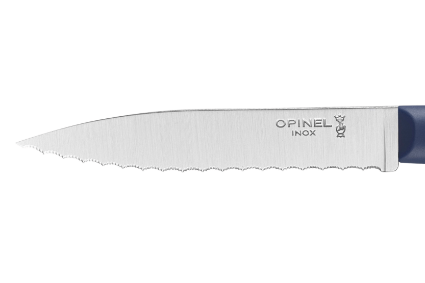 Opinel Les Essentiels + n°313 spelucchino 10cm lama seghettata manico in polimero blu