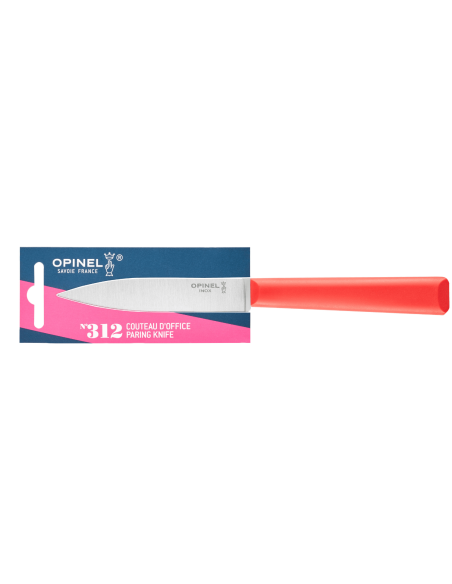Opinel Les Essentiels + n°312 Cuchillo de pelar hoja 10cm mango polímero rojo