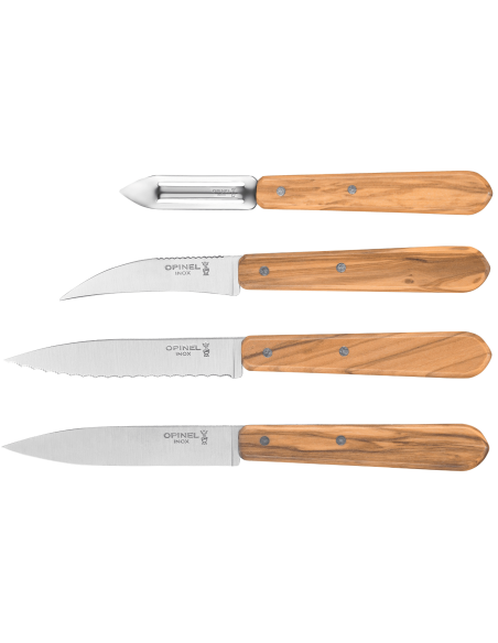 Set of 4 Opinel Les Essentiels Olivier knives with olive wood handles