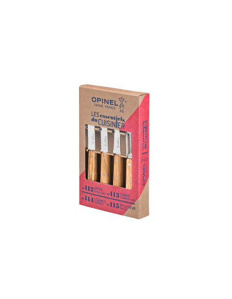 Set om 4 Opinel Les Essentiels Olivier-knivar med olivträhandtag