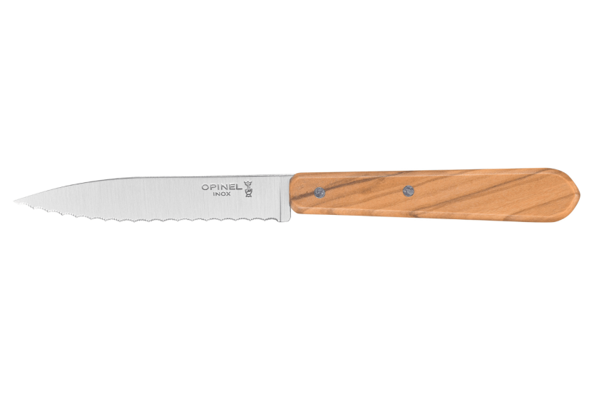 Set in scatola di 4 coltelli Opinel Les Essentiels Olivier con manico in legno d'ulivo