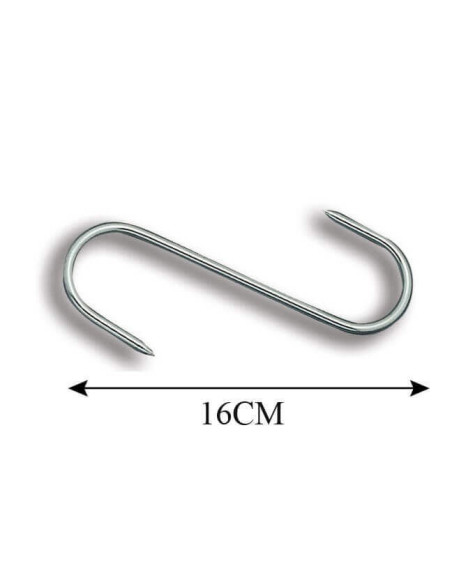 Caixa de 10 ganchos para carne Bargoin 16cm, capacidade 70kg