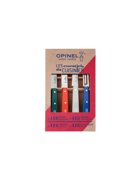 Set of 4 Opinel Les Essentiels Primo knives Multicolored hornbeam wood handles