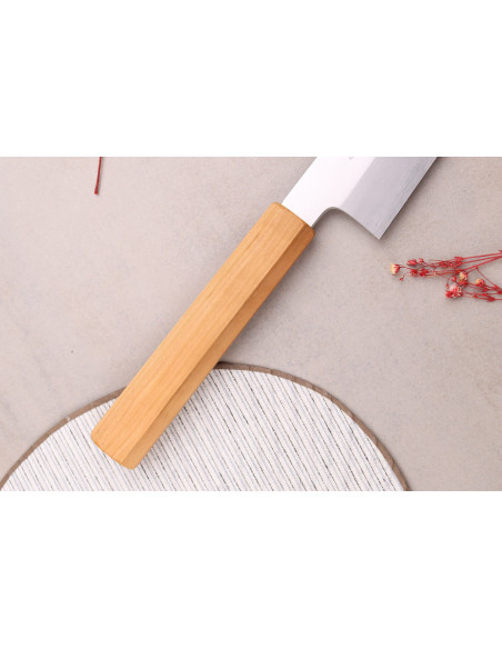 santoku-kniv kirsebærplukker 18cm japonais artisanal Hado Ginsan