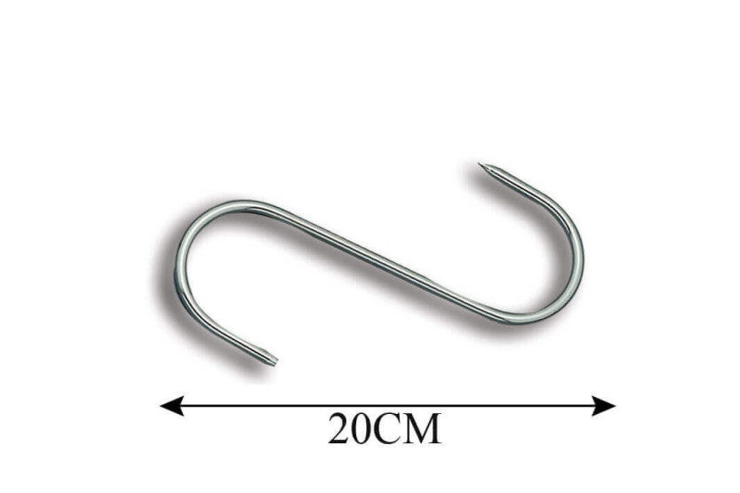 Caixa de 10 ganchos para carne Bargoin de 20 cm, capacidade para 140 kg