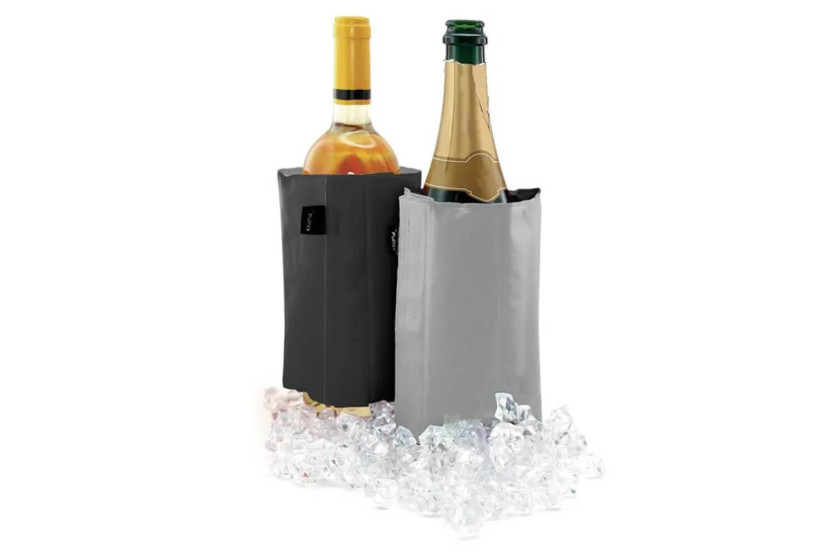 Conjunto de 2 refrigeradores de vinho Pulltex reversíveis em preto e cinzento