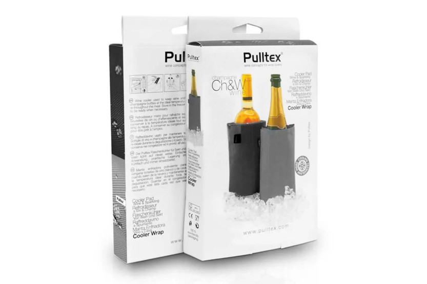 Set van 2 omkeerbare Pulltex wijnkoelers in zwart en grijs