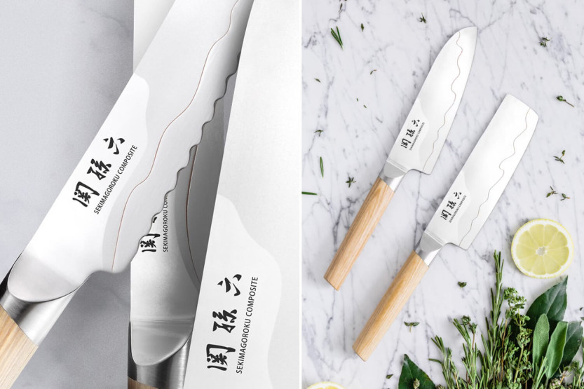 Faca Santoku Kai Seki Magoroku Composite com 16,5 cm de lâmina
