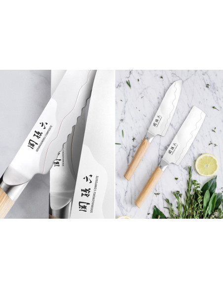 Faca Santoku Kai Seki Magoroku Composite com 16,5 cm de lâmina