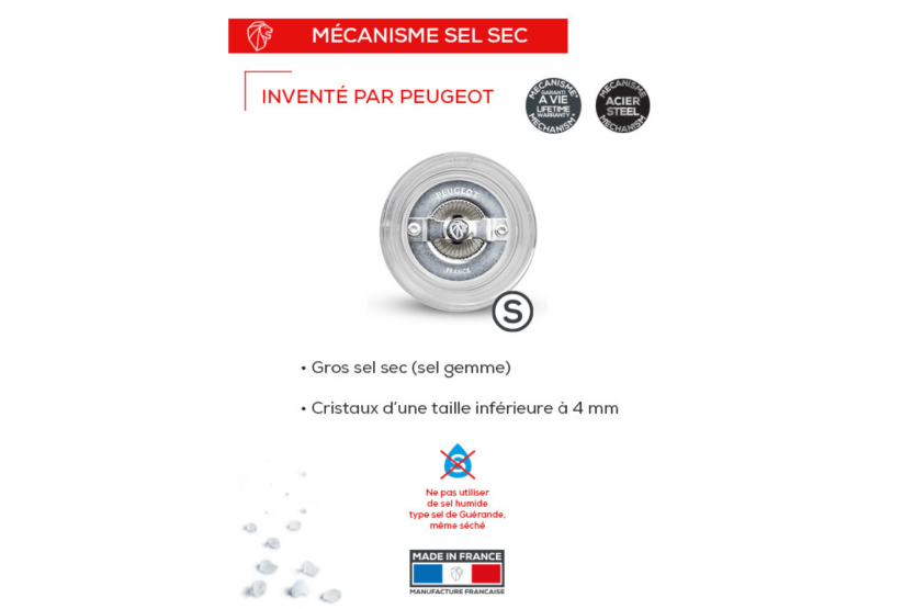 Molino de sal en seco manual Peugeot Paris Nature de madera de haya reciclada