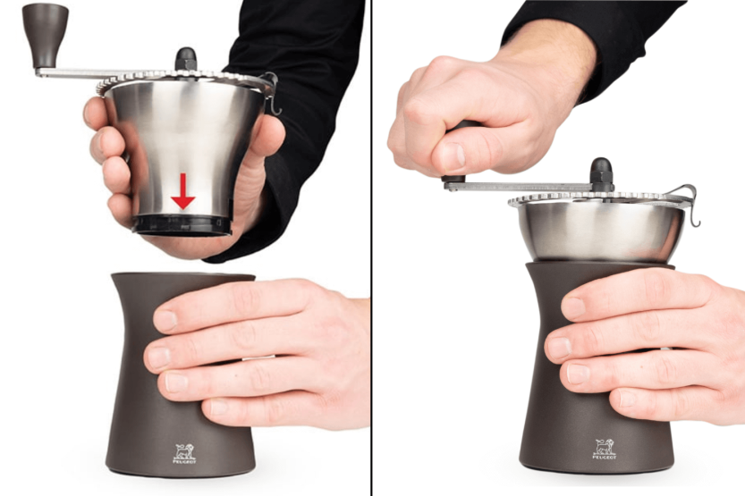 Molinillo de café manual Peugeot Kronos en acero inoxidable / polímero negro 19cm