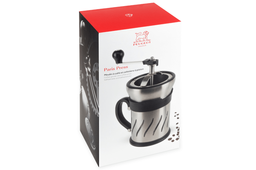 Peugeot Paris Press 2 en 1 molinillo de café y cafetera de émbolo en acero inoxidable / ABS 15cm