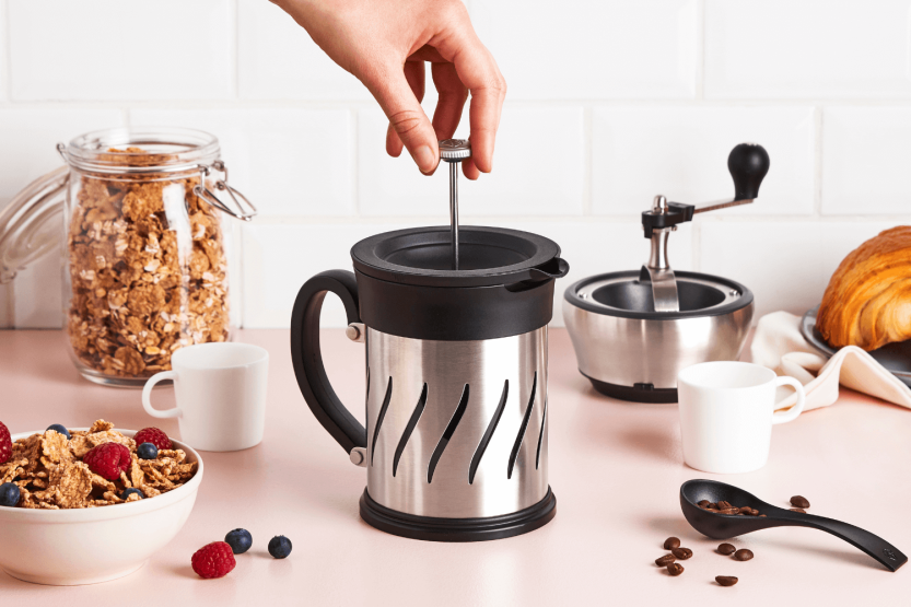 2 i 1 Peugeot Paris Press kaffekvarn och kaffebryggare med kolv i rostfritt stål / ABS 15cm