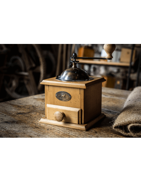 Peugeot Antieke handmatige koffiemolen in verweerd beuken 21cm