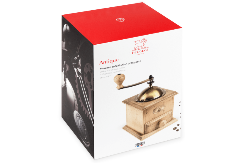 Peugeot Antieke handmatige koffiemolen in verweerd beuken 21cm