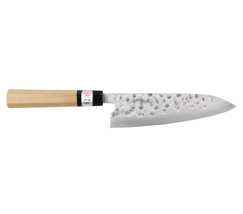 Cuchillo de cocinero japonés Fujiwara Maboroshi 18cm hecho a mano con mango de magnolia