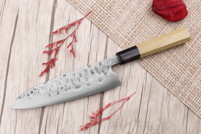 Japanisches Kochmesser 18cm handgefertigt Fujiwara Maboroshi Griff aus Magnolia