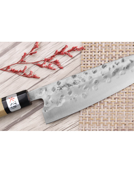 Faca de chef japonesa Fujiwara Maboroshi 18 cm feita à mão com cabo de magnólia