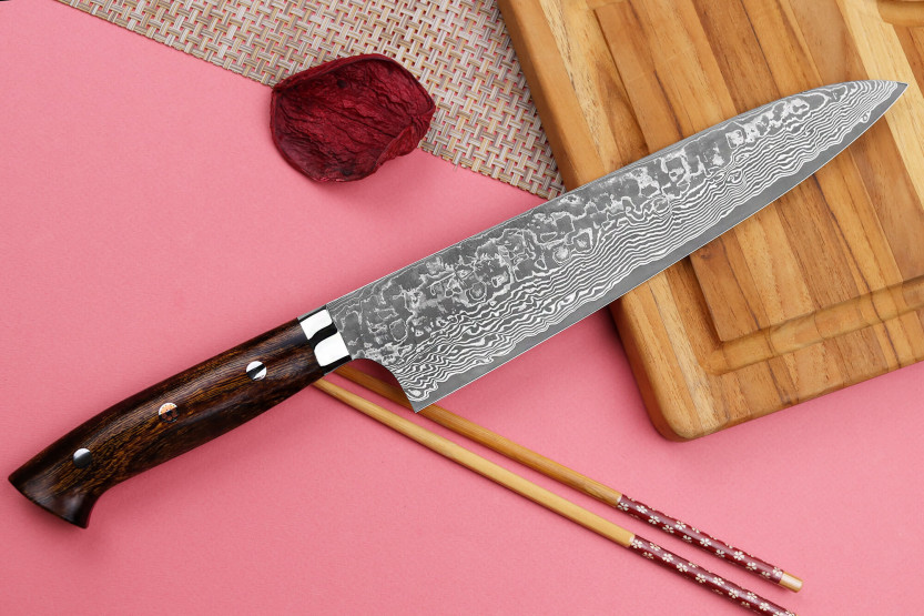 Coltello da chef giapponese Takeshi Saji R2 Damas Mosaïque 24 cm