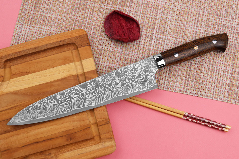 Coltello da chef giapponese Takeshi Saji R2 Damas Mosaïque 24 cm