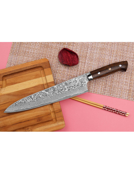 Coltello da chef giapponese Takeshi Saji R2 Damas Mosaïque 24 cm