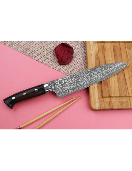 Cuchillo de chef japonés Takeshi Saji R2 Damas Mosaïque 21cm