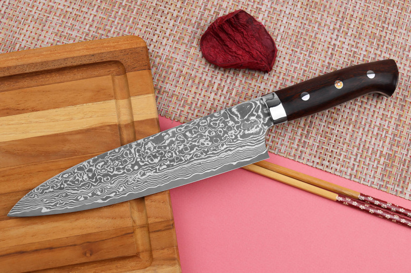 Coltello da chef giapponese Takeshi Saji R2 Damas Mosaïque 21 cm