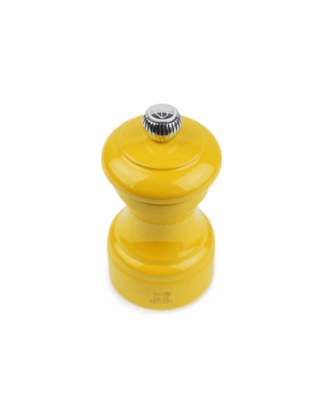Moinho de sal seco manual Peugeot Bistro em madeira de faia lacada a amarelo açafrão 10cm