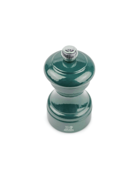 Moinho de sal seco manual Peugeot Bistro em madeira de faia lacada verde floresta 10cm