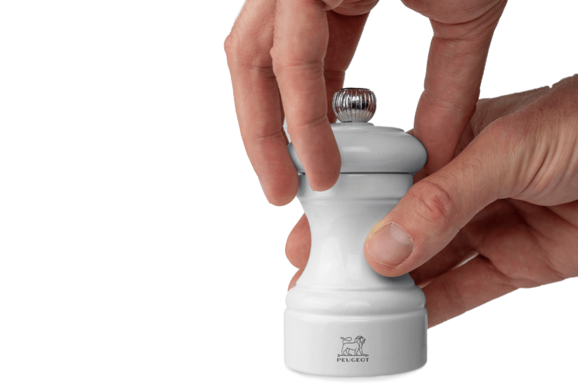 Peugeot Bistro manuelle Pfeffermühle aus perlgrau lackiertem Buchenholz 10cm