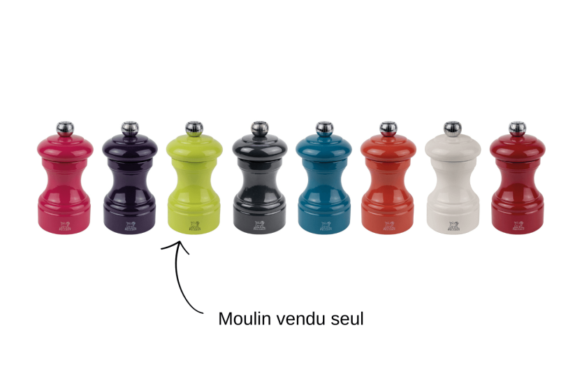 Moinho de sal seco manual Peugeot Bistro em madeira lacada a pistácio 10cm