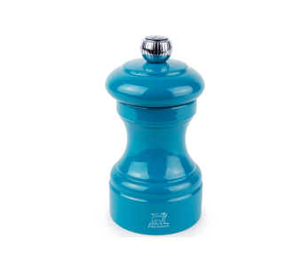 Moinho de sal seco manual Peugeot Bistro em madeira lacada azul pacífico 10cm