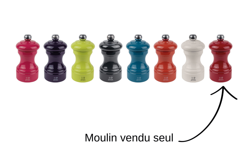 Molinillo de sal en seco manual Peugeot Bistro en madera lacada rojo pasión 10cm