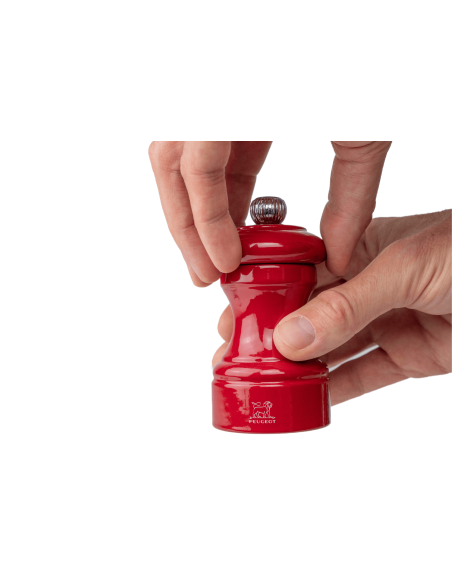 Peugeot Bistro manuelle Pfeffermühle aus rot lackiertem Buchenholz Passionsfrucht 10cm