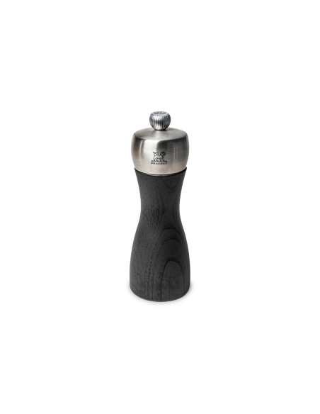 Molinillo de sal manual Peugeot Fidji en madera de haya y acero inoxidable, colección grafito 15cm