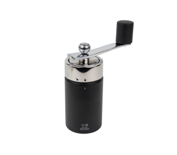 Molinillo manual de nuez moscada Peugeot Isen de acero inoxidable y madera de haya negra mate de 15 cm