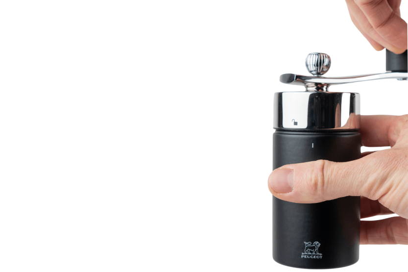 Peugeot Isen nutmeg mill in stainless steel and matt black beechwood 15cm