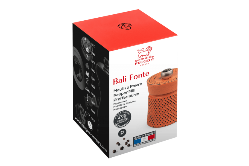 Peugeot Bali cast-iron orange manual pepper mill 8cm