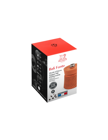 Peugeot Bali cast-iron orange manual pepper mill 8cm